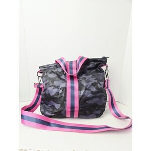 Haute Shore Large crossbody bag purse pink blue stripe camo